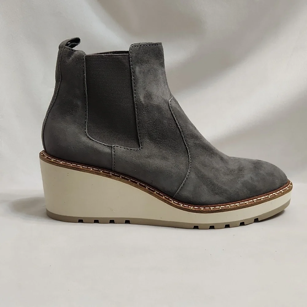 Cecelia New York Gemma Slip-on Suede Low Wedge Ankle Boots (W Size 8.5)